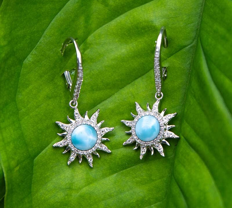 Pavé Larimar Sun Earrings Earrings Island by Koa Nani 