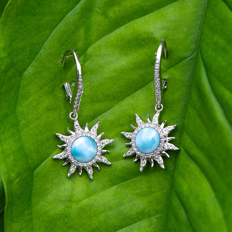 Pavé Larimar Sun Earrings Earrings Island by Koa Nani 