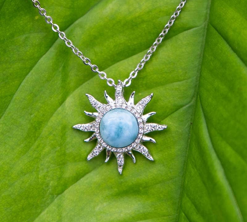 Pavé Larimar Sun Pendant Pendant Island by Koa Nani 