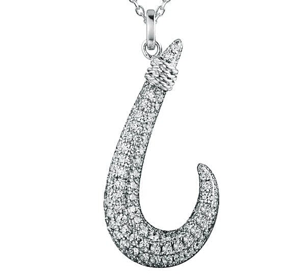 Pavé Lucky Fishhook Pendant Pendant Island by Koa Nani White Gold 