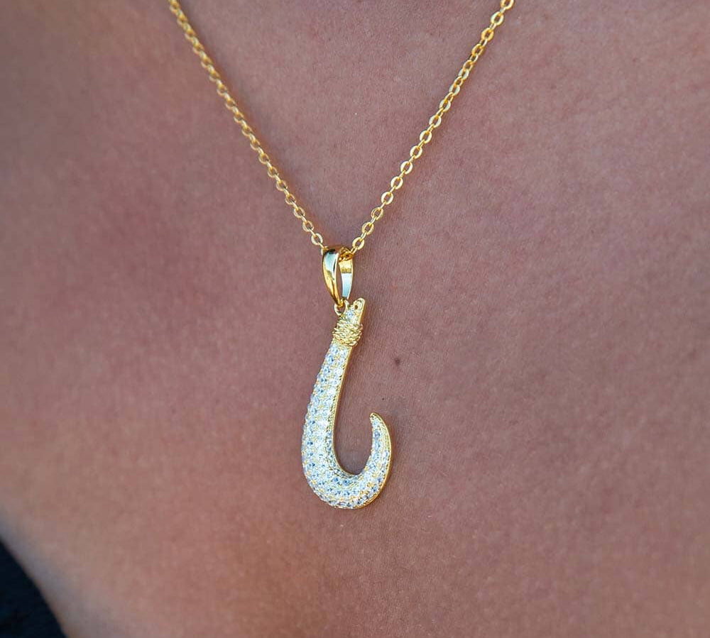 Pavé Lucky Fishhook Pendant Pendant Island by Koa Nani 