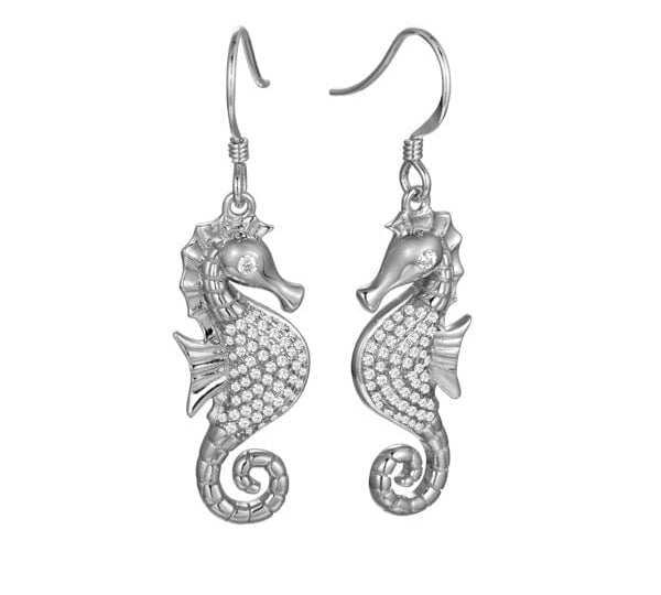 Pavé Magical Reef Seahorse Earrings Earrings Island by Koa Nani White Gold 