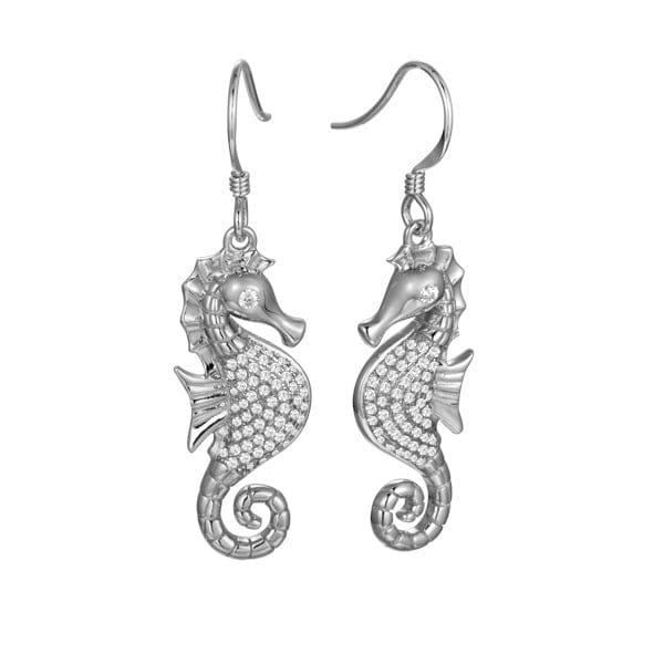 Pavé Magical Reef Seahorse Earrings Earrings Island by Koa Nani White Gold 