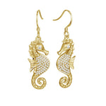 Pavé Magical Reef Seahorse Earrings Earrings Island by Koa Nani Yellow Gold 