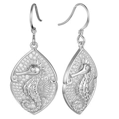 Pavé Magical Seahorse Mandorla Earrings Earrings Island by Koa Nani White Gold 