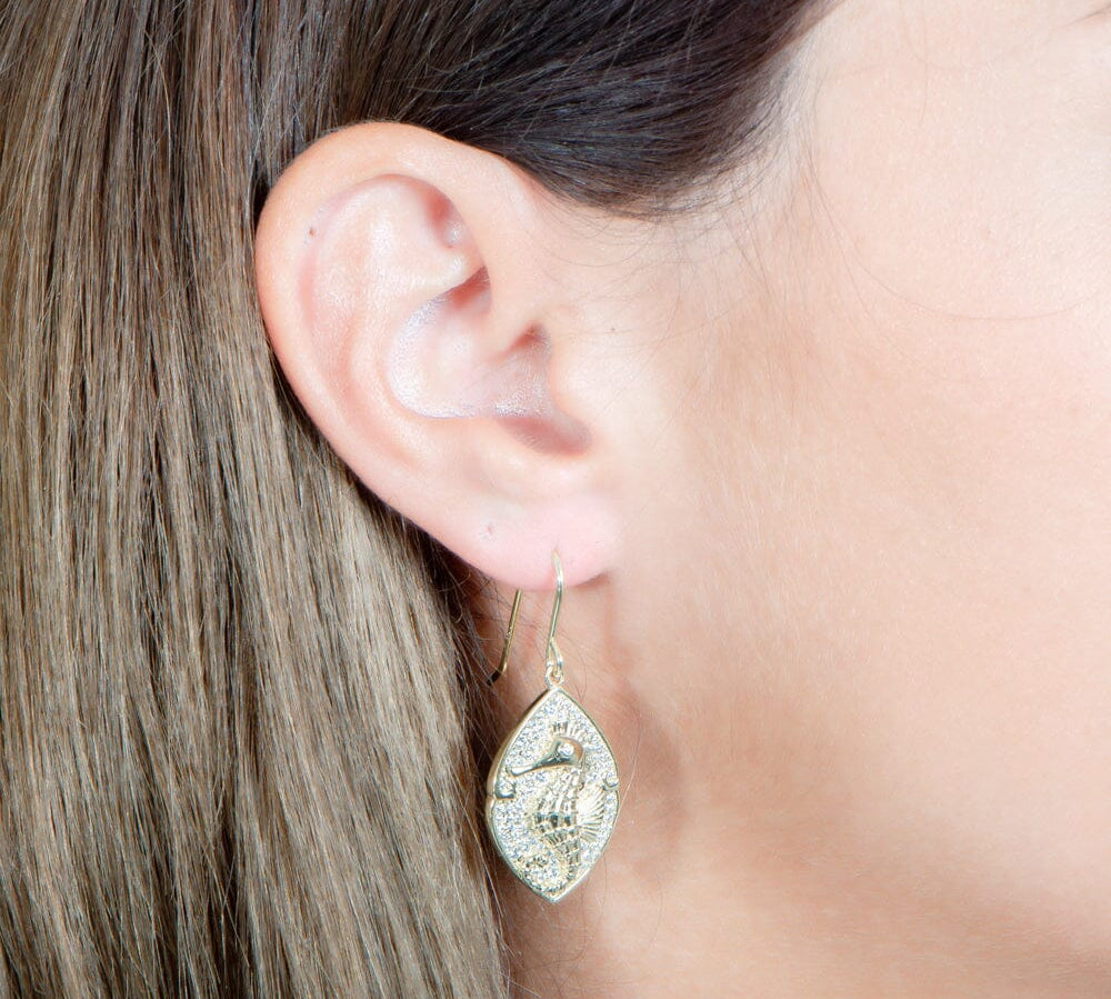 Pavé Magical Seahorse Mandorla Earrings Earrings Island by Koa Nani 