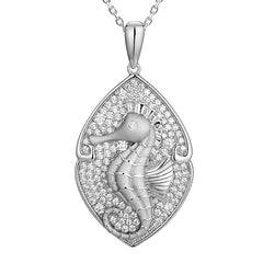 Pavé Magical Seahorse Mandorla Pendant Pendant Island by Koa Nani White Gold 