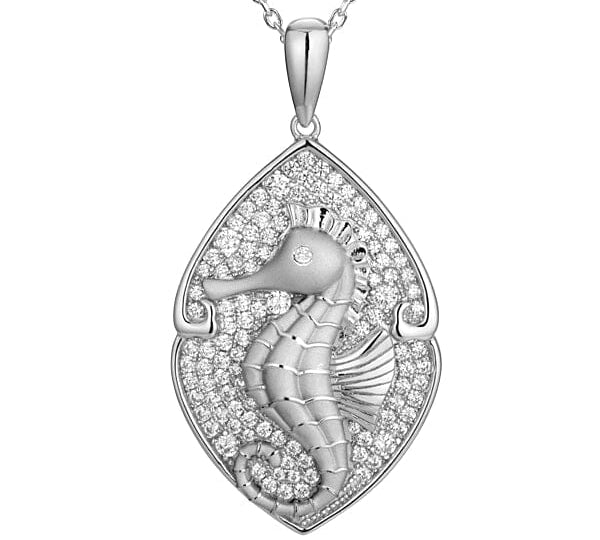 Pavé Magical Seahorse Mandorla Pendant Pendant Island by Koa Nani White Gold 