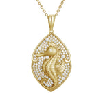 Pavé Magical Seahorse Mandorla Pendant Pendant Island by Koa Nani Yellow Gold 