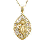 Pavé Magical Seahorse Mandorla Pendant Pendant Island by Koa Nani Yellow Gold 