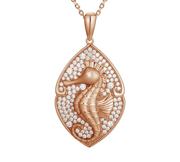 Pavé Magical Seahorse Mandorla Pendant Pendant Island by Koa Nani Rose Gold 