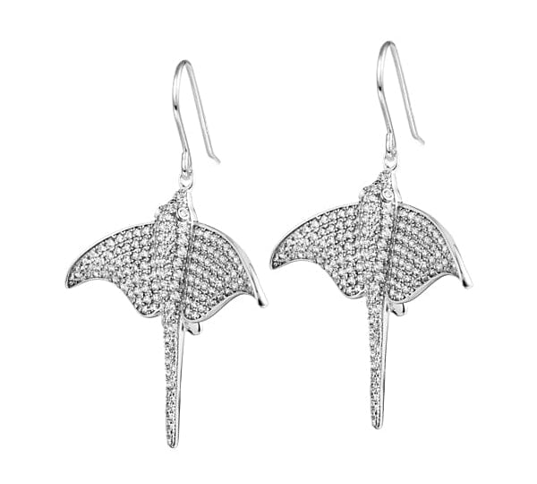 Pavé Majestic Eagle Ray Earrings Earrings Island by Koa Nani White Gold 