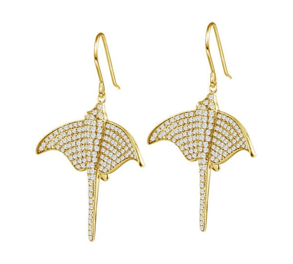 Pavé Majestic Eagle Ray Earrings Earrings Island by Koa Nani Yellow Gold 