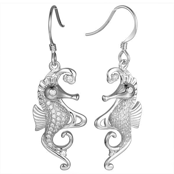 Pavé Mermaid's Seahorse Earrings Earrings Island by Koa Nani White Gold 
