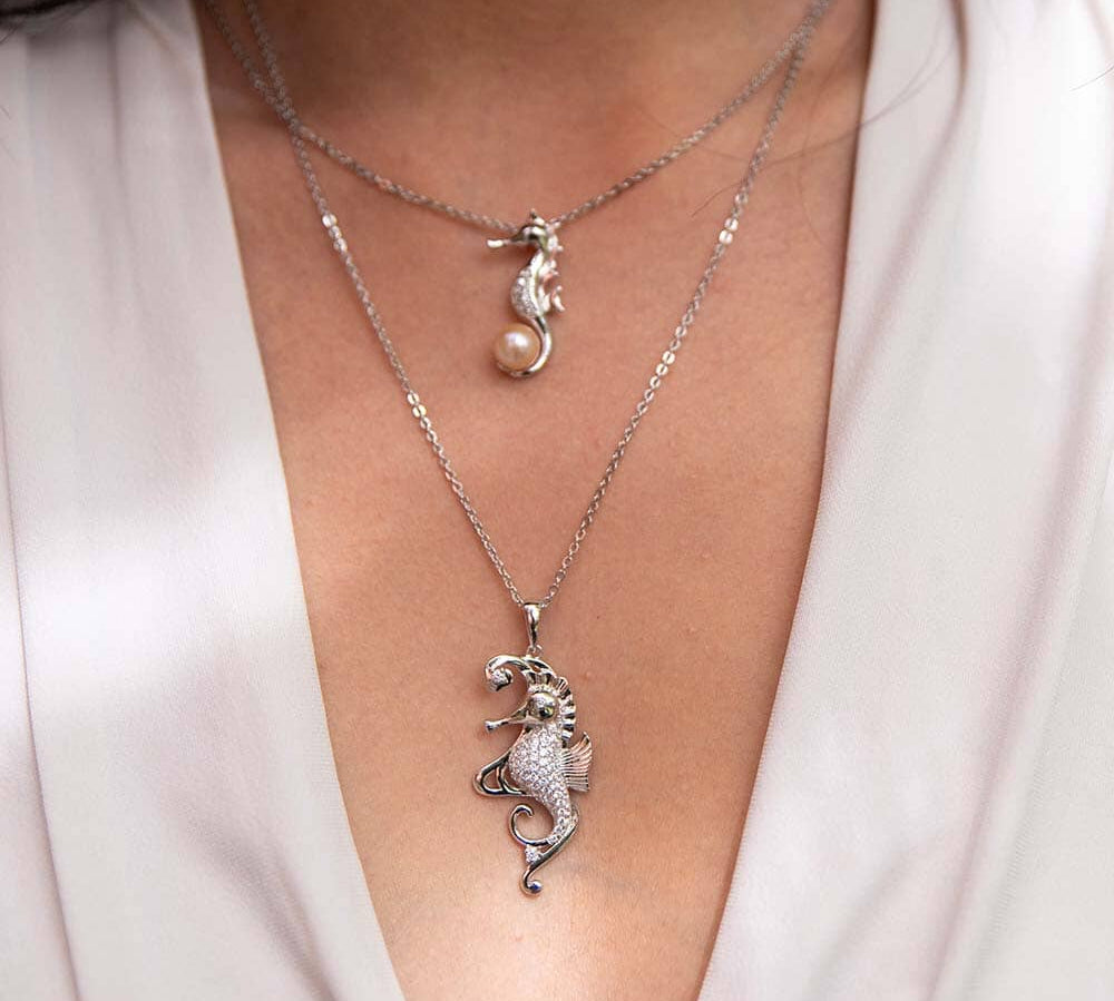 Pavé Mermaid's Seahorse Pendant Pendant Island by Koa Nani 