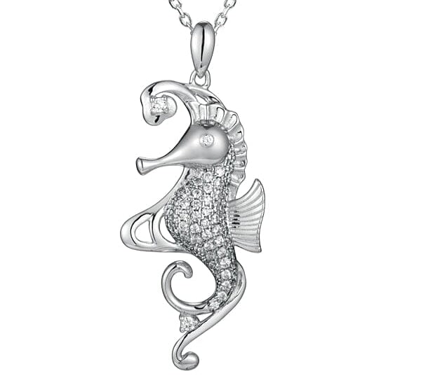 Pavé Mermaid's Seahorse Pendant Pendant Island by Koa Nani White Gold 