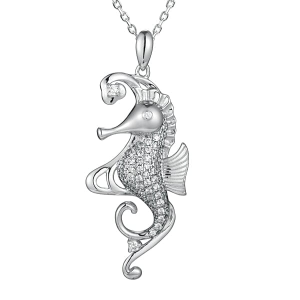 Pavé Mermaid's Seahorse Pendant Pendant Island by Koa Nani White Gold 