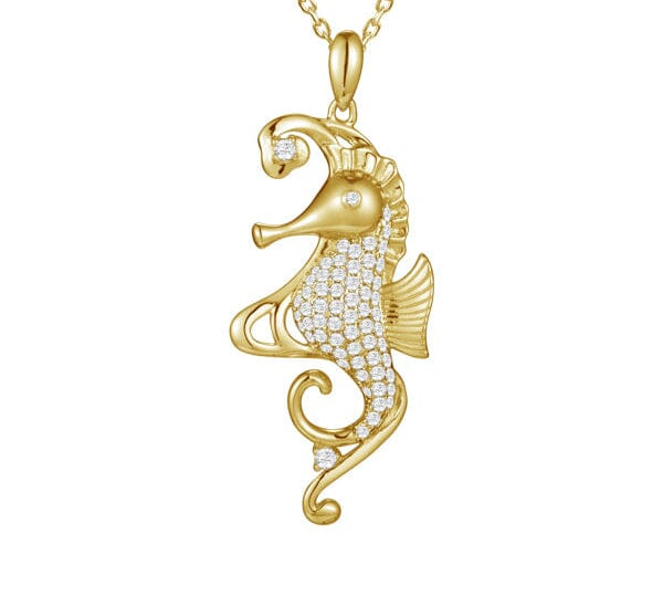 Pavé Mermaid's Seahorse Pendant Pendant Island by Koa Nani Yellow Gold 