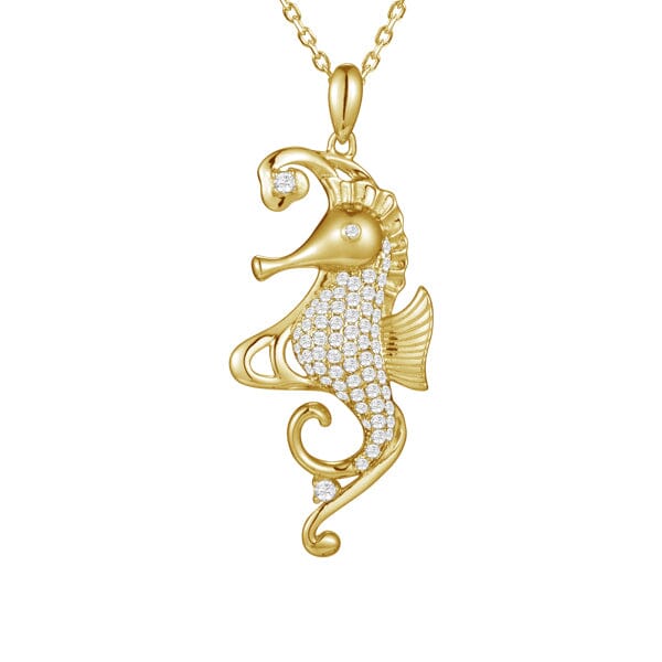 Pavé Mermaid's Seahorse Pendant Pendant Island by Koa Nani Yellow Gold 