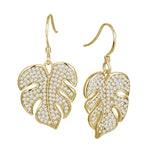 Pavé Monstera Leaf Earrings Earrings Island by Koa Nani Yellow Gold 