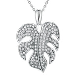 Pavé Monstera Leaf Pendant Pendant Island by Koa Nani White Gold 