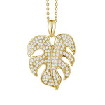 Pavé Monstera Leaf Pendant Pendant Island by Koa Nani Yellow Gold 