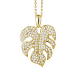 Pavé Monstera Leaf Pendant Pendant Island by Koa Nani Yellow Gold 