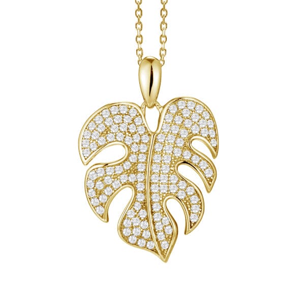 Pavé Monstera Leaf Pendant Pendant Island by Koa Nani Yellow Gold 