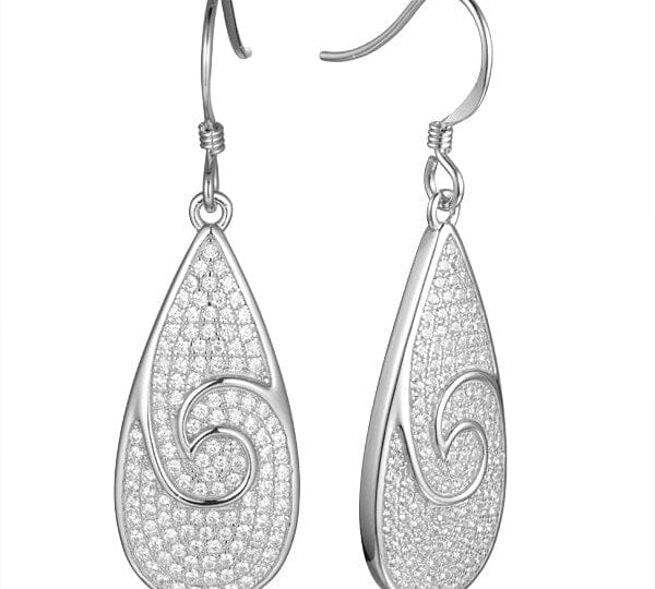 Pavé Nalu Teardrop Earrings Earrings Island by Koa Nani White Gold 