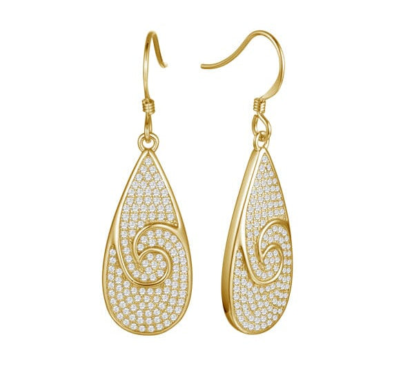 Pavé Nalu Teardrop Earrings Earrings Island by Koa Nani Yellow Gold 