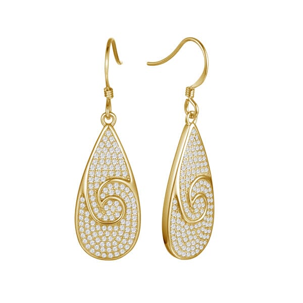 Pavé Nalu Teardrop Earrings Earrings Island by Koa Nani Yellow Gold 