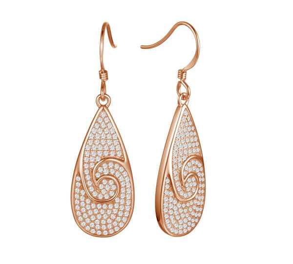 Pavé Nalu Teardrop Earrings Earrings Island by Koa Nani Rose Gold 