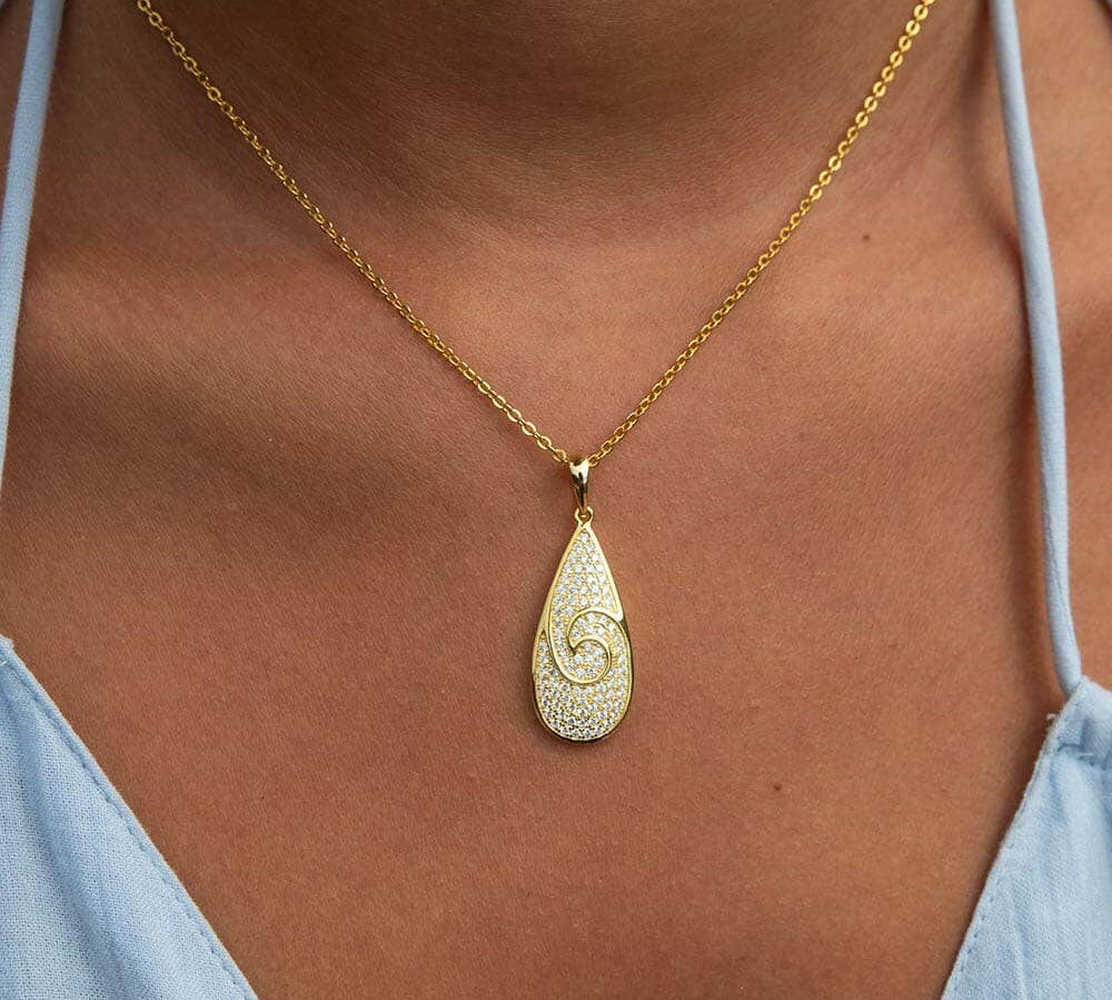 Pavé Nalu Teardrop Pendant Pendant Island by Koa Nani 