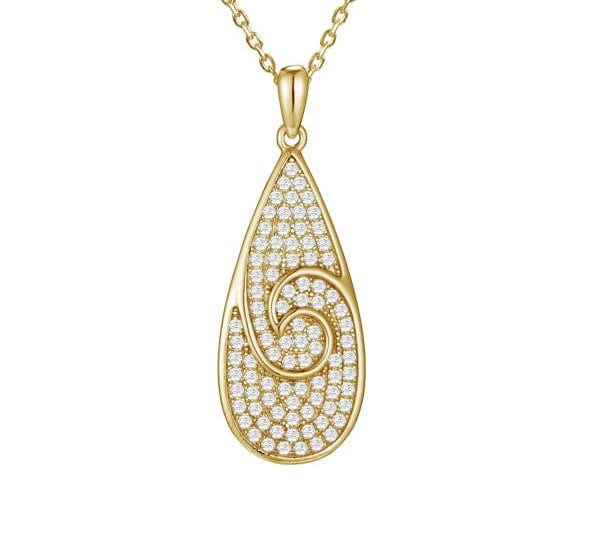 Pavé Nalu Teardrop Pendant Pendant Island by Koa Nani Yellow Gold 