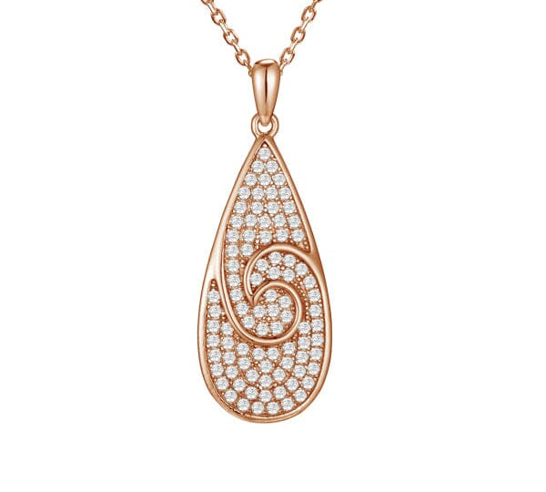 Pavé Nalu Teardrop Pendant Pendant Island by Koa Nani Rose Gold 