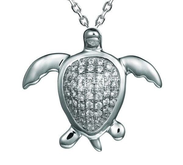 Pavé Nankuli Honu Pendant Pendant Island by Koa Nani White Gold 