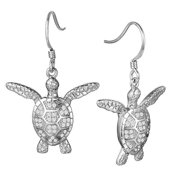 Pavé Napili Honu Earrings Earrings Island by Koa Nani White Gold 