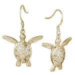 Pavé Napili Honu Earrings Earrings Island by Koa Nani Yellow Gold 