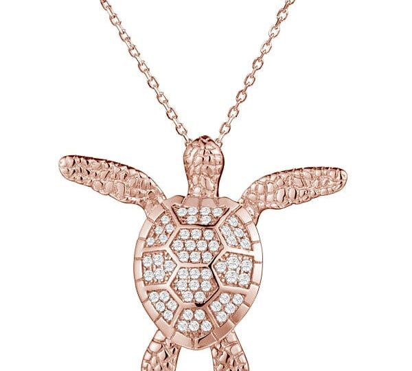 Pavé Napili Honu Pendant Pendant Island by Koa Nani Rose Gold 