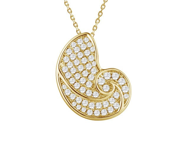 Pavé Nautilus Shell Pendant Pendant Island by Koa Nani Yellow Gold 