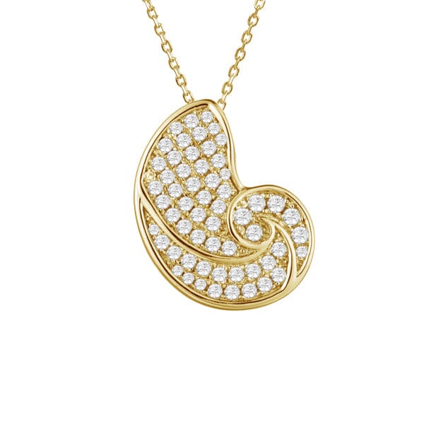 Pavé Nautilus Shell Pendant Pendant Island by Koa Nani Yellow Gold 