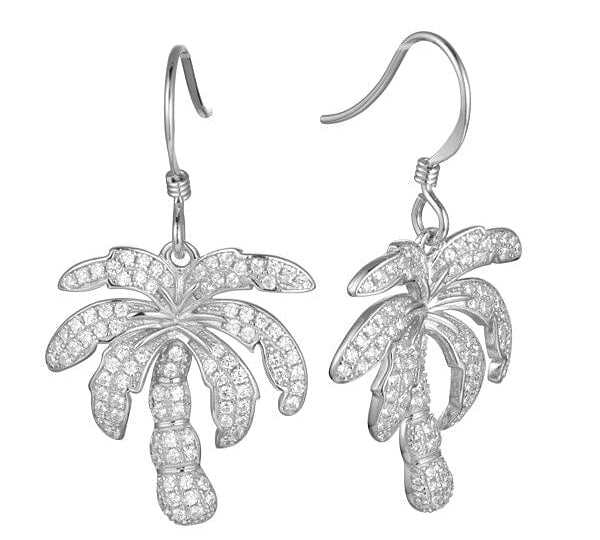 Pavé Niu Palm Tree Earrings Earrings Island by Koa Nani White Gold 