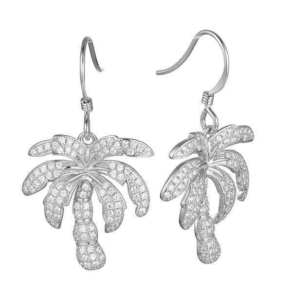 Pavé Niu Palm Tree Earrings Earrings Island by Koa Nani White Gold 