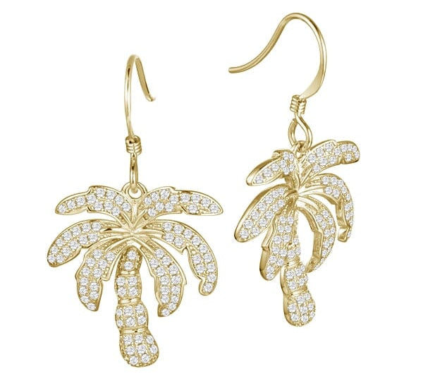 Pavé Niu Palm Tree Earrings Earrings Island by Koa Nani Yellow Gold 