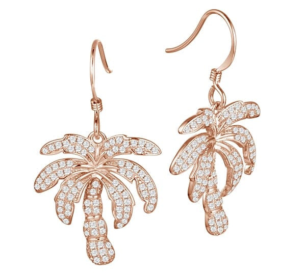 Pavé Niu Palm Tree Earrings Earrings Island by Koa Nani Rose Gold 