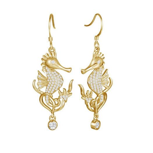Pavé Ocean Beauty Seahorse Earrings Earrings Island by Koa Nani Yellow Gold 