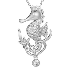 Pavé Ocean Beauty Seahorse Pendant Pendant Island by Koa Nani White Gold 