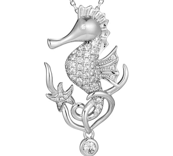 Pavé Ocean Beauty Seahorse Pendant Pendant Island by Koa Nani White Gold 