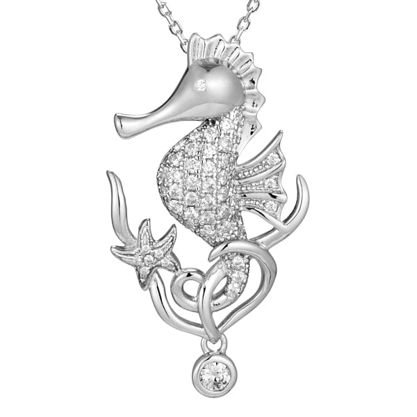 Pavé Ocean Beauty Seahorse Pendant Pendant Island by Koa Nani White Gold 