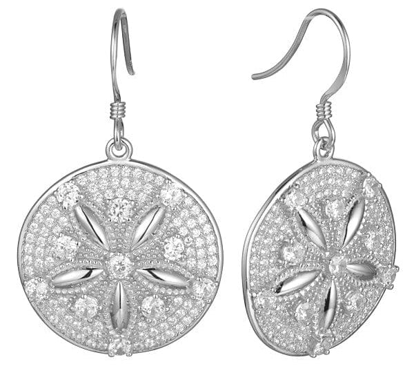 Pavé Ocean Sand Dollar Earrings Earrings Island by Koa Nani White Gold 